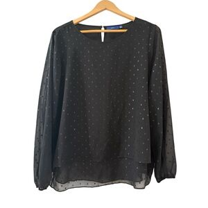Apt. 9 Black Relaxed Fit Long Sleeve Blouse
